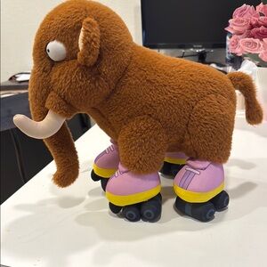 Plush Mammoth Toy with Roller Skates